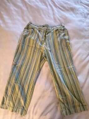Sag Harbor Green and Blue Striped Capris Pants